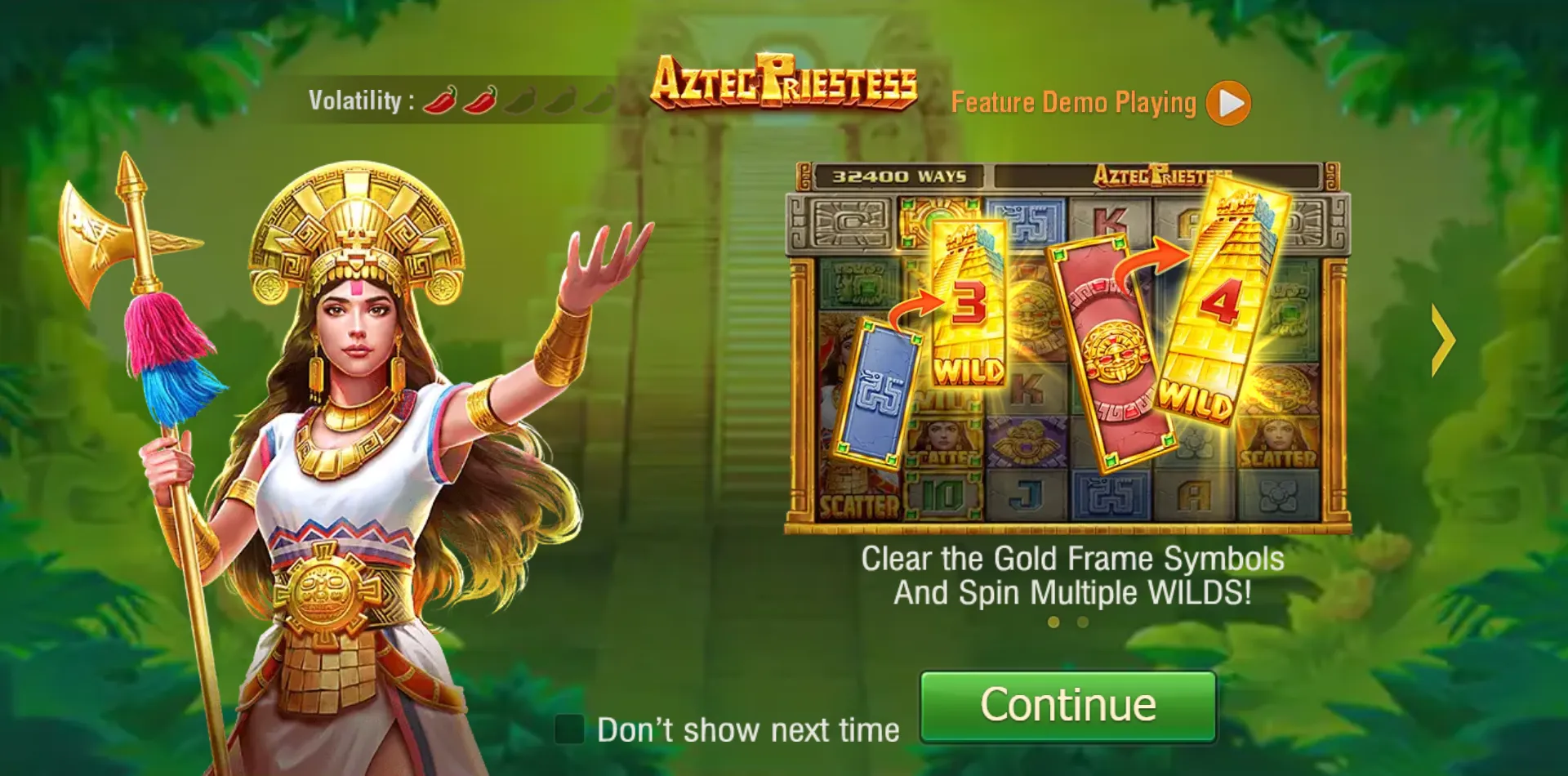 Aztec Priestess game interface screenshot 1