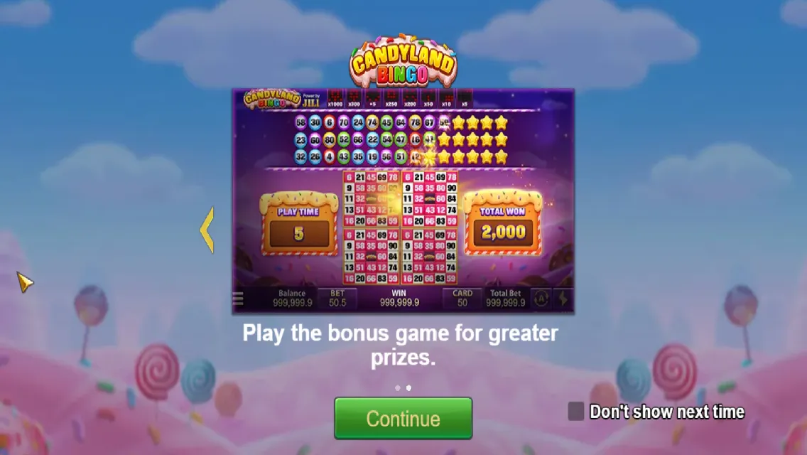 Candyland Bingo game interface screenshot 2