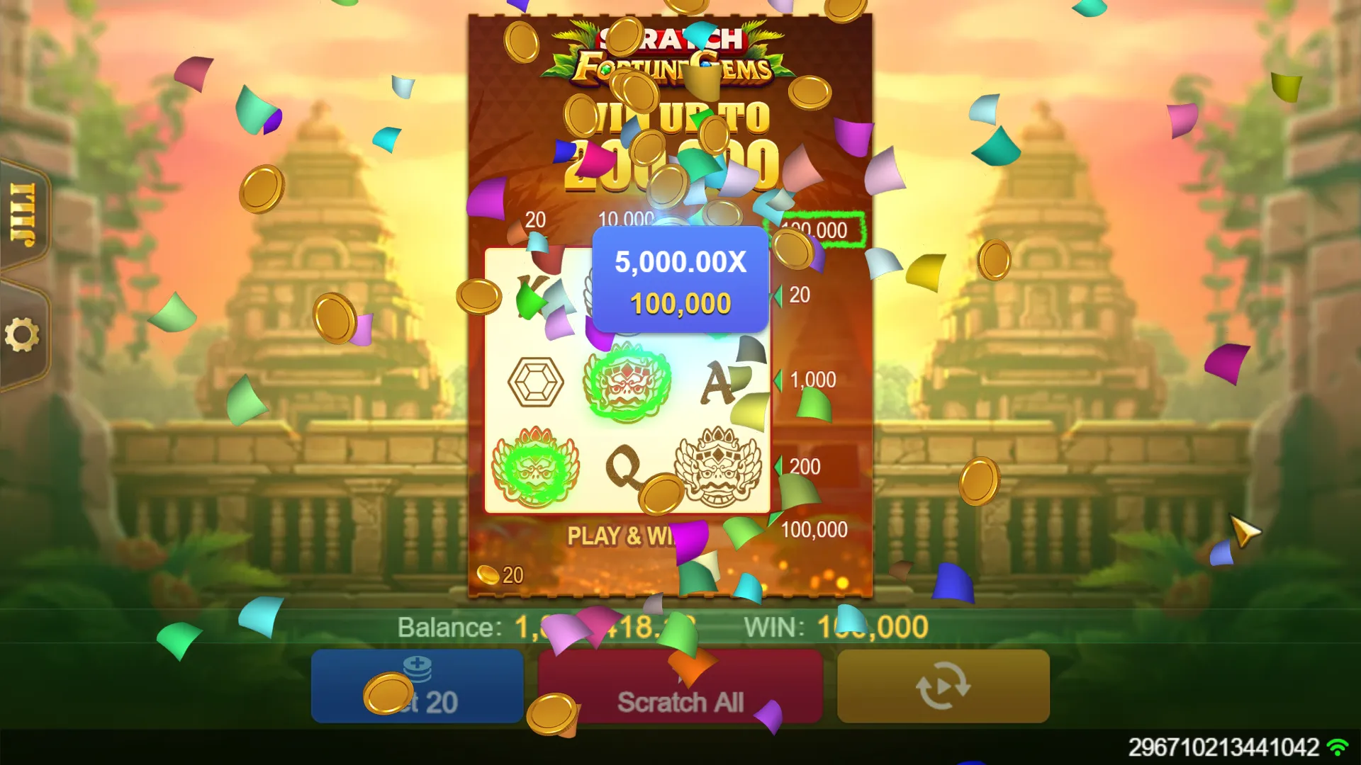 Fortune Gems Scratch game interface screenshot 5