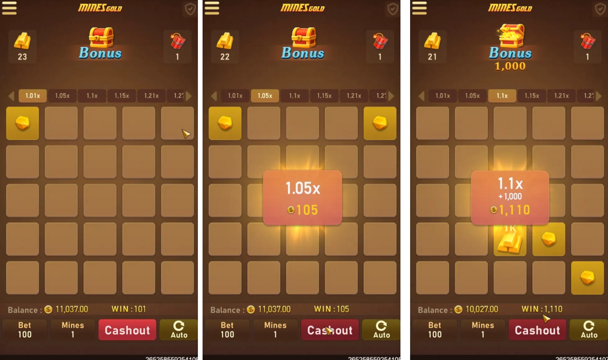 Mines Gold game interface screenshot 1
