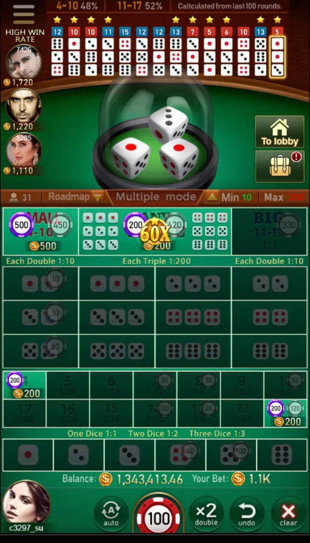 Sic Bo game interface screenshot 3