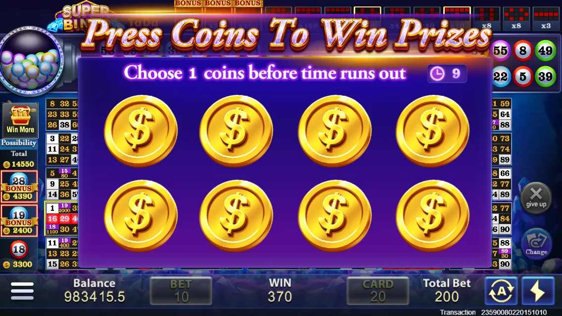 Super Bingo game interface screenshot 4